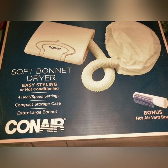 NWT Conair Bonnet Hair Dryer, Soft Portable Bonnet Style with detachable brush - Picture 2 of 6